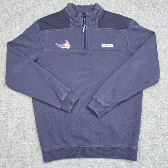 Nantucket Vineyard Vines Sweatshirt Mens Small 1/4 Zip Pullover Preppy - Blue - Picture 1 of 8